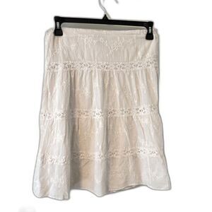 Wearever Girl White Lace Tiered Skirt Size 10 Boho Cottagecore Cotton Festival